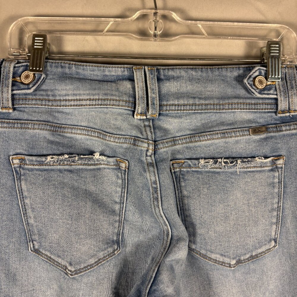 KanCan Mid Rise Bootcut Jeans Women’s Double Button Frayed Hem Denim - Picture 5 of 13